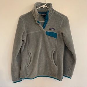 Patagonia Classic Womens Retool Snap Fleece Pullover Sweatshirt Size Small Gray